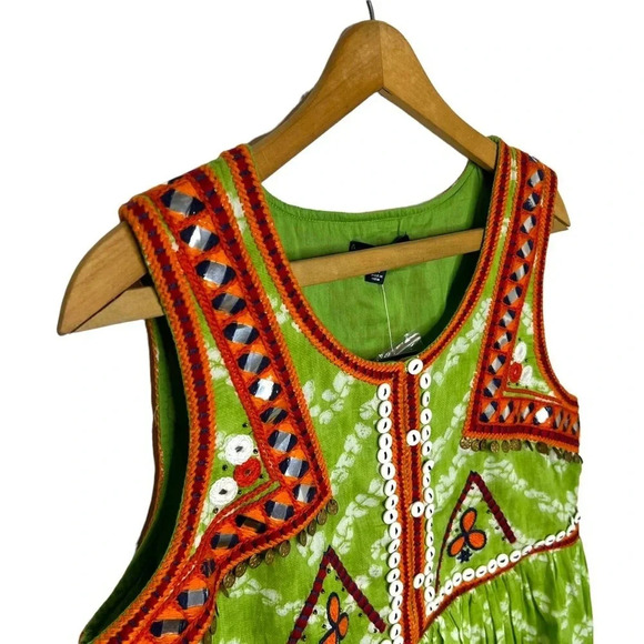 INDIGO MOON Boho Embroidered Scoop Neck Babydoll Floral Tank Top Popover Blouse - Picture 4 of 10